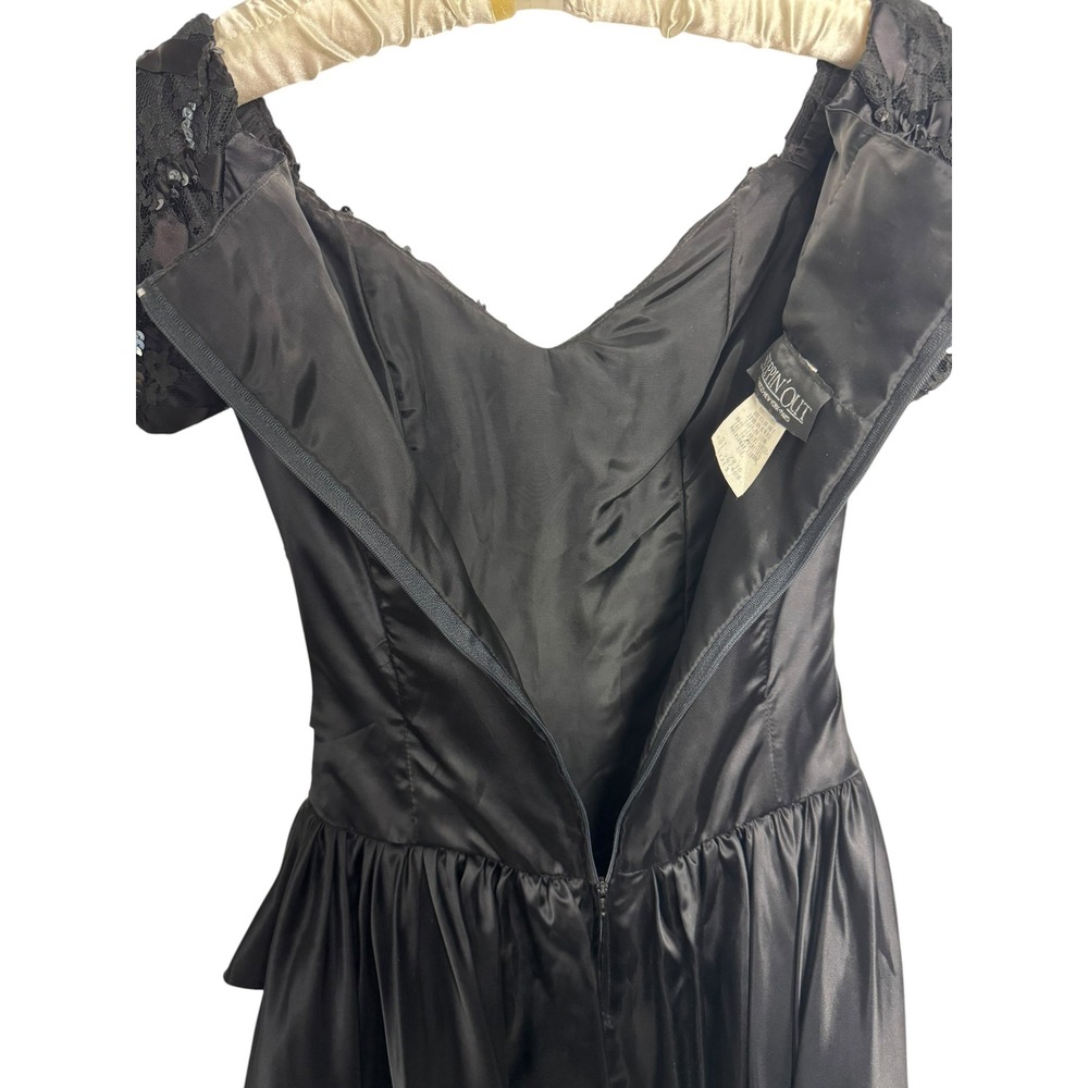 Steppin Out Vintage Black Satin Lace dress Dark Romantic whimsigoth Y2K size 7/8 - Picture 5 of 14